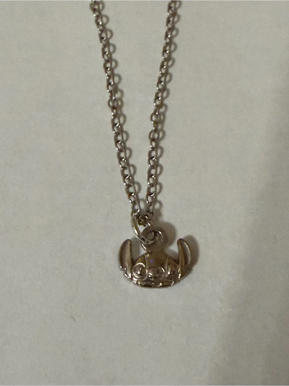 Disney silver stitch necklace size 18”